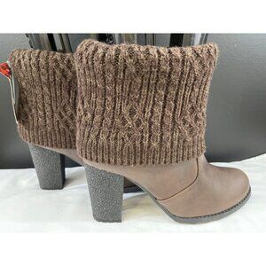 Muk Luks Women's Brown Heeled Ankle Boots Size 9 SKU 6219
